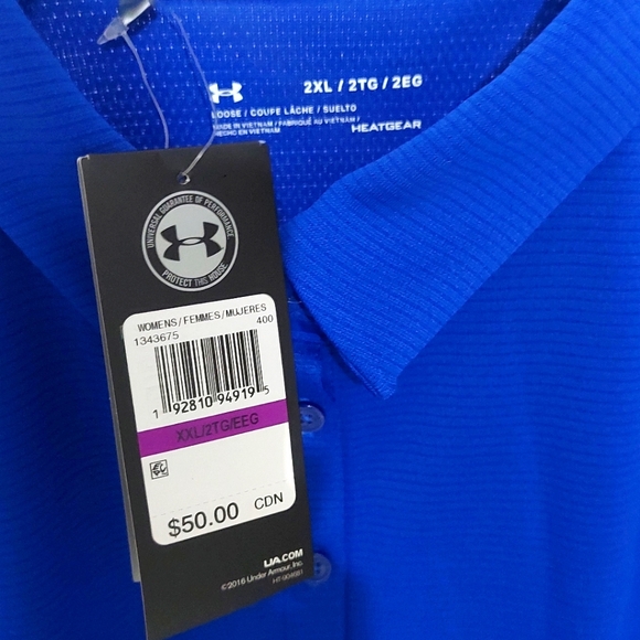 Under Armour Heatgear Polo Tour Shirt Blue size XXL - Picture 2 of 4